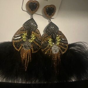 Elegant Black and Gold Statement Earrings